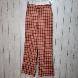 Brandy Melville John Galt Women's Red Orange Valentina Plaid Pants One Size.
